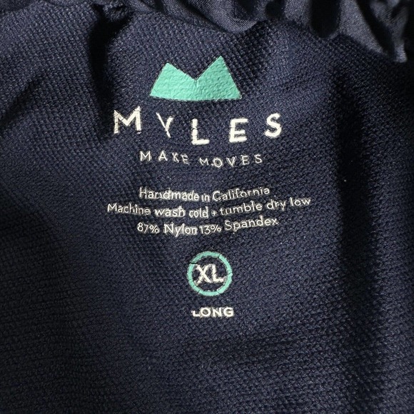 Myles Make Moves Mens XL Long Blue Shorts USA Made Elastic Waist - Picture 3 of 4